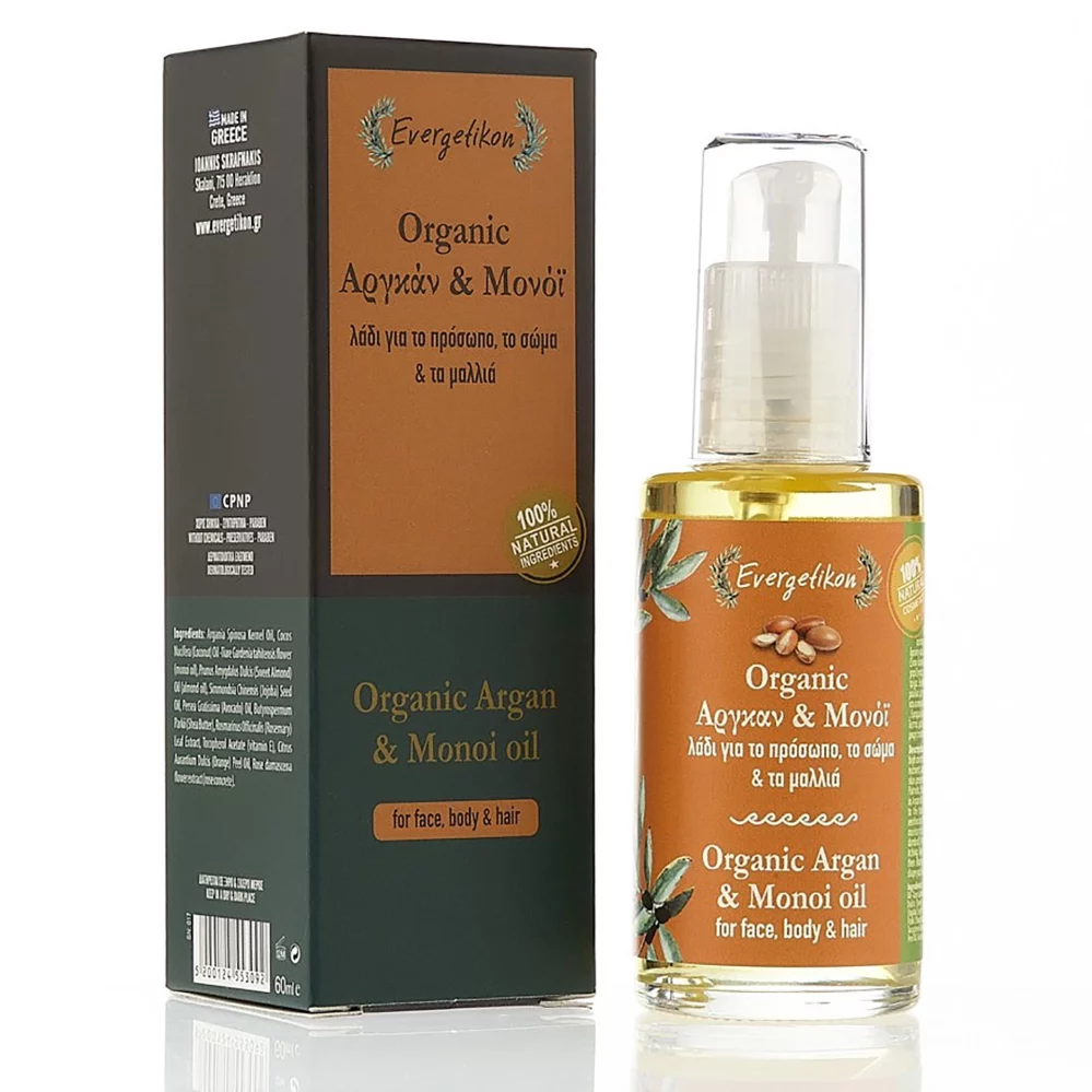Evergetikon - Organic Αργκάν-Μonoi Λάδι για Πρόσωπο, Σώμα & Μαλλιά 60 ml